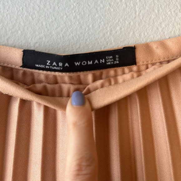 Zara EUC Woman Blush Accordion Pleated Midi A-Line Skirt - Picture 5 of 5
